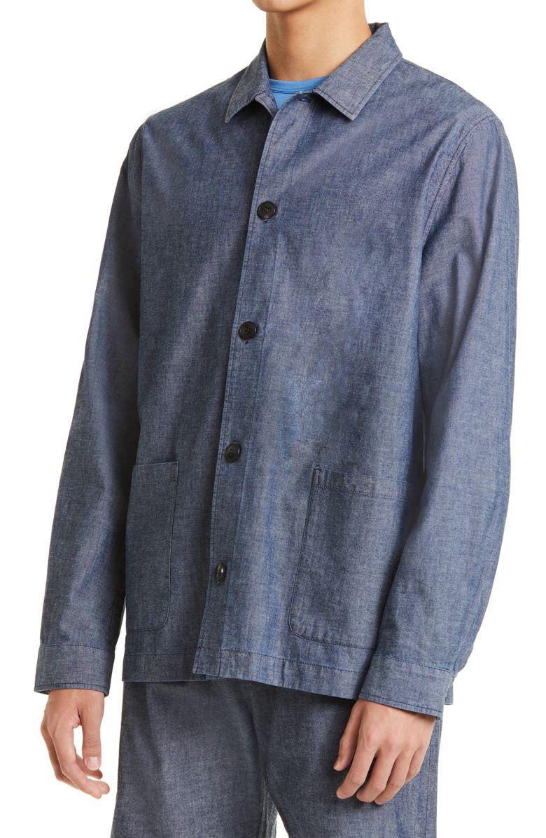Sunspel Men's Chambray Button-Up Chore Jacket, Alternate, color, 