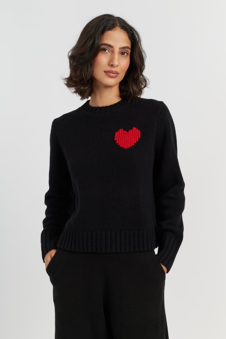 Merino Heart Sweater, Main, color, Black