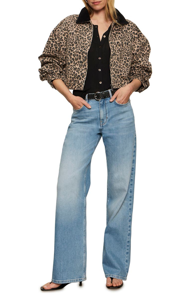 Sanctuary Leopard Print Crop Barn Jacket, Alternate, color, French Kitty