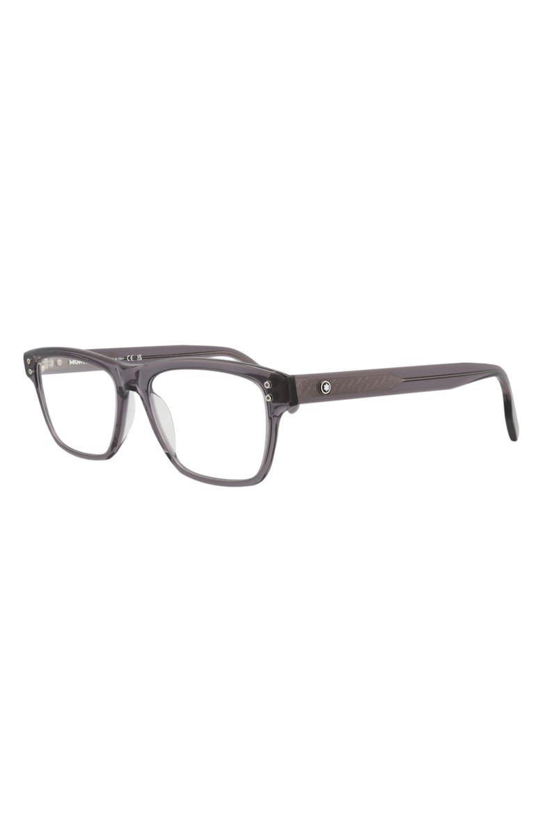 Montblanc 55mm Rectangular Optical Glasses, Alternate, color, Grey Grey Transparent