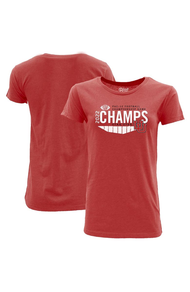 BLUE 84 Women's Blue 84 Red Utah Utes 2022 PAC-12 Football Conference Champions Locker Room T-Shirt, Main, color, 