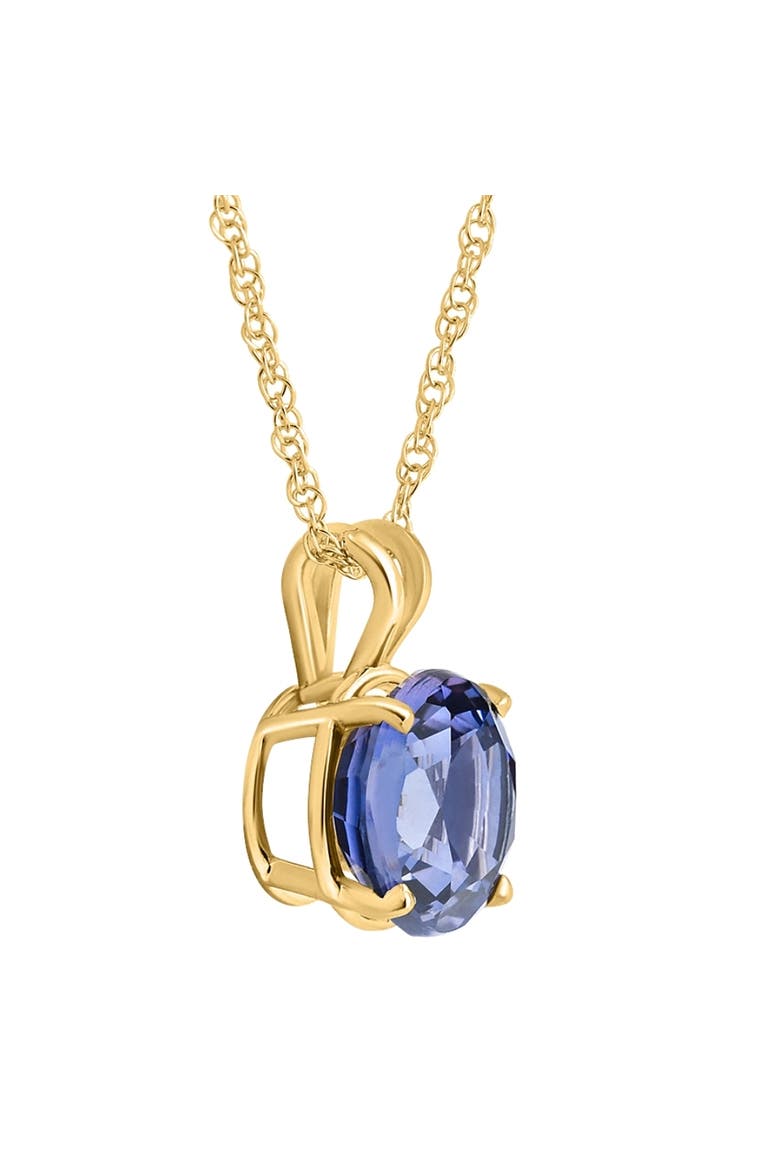 3.50Ct Round Blue Sapphire Solitaire Pendant 14k Gold Necklace Lab Grown 9MM, Alternate, color, Yellow Gold