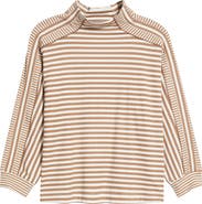 Wit & Wisdom Stripe Mock Neck Rib Top