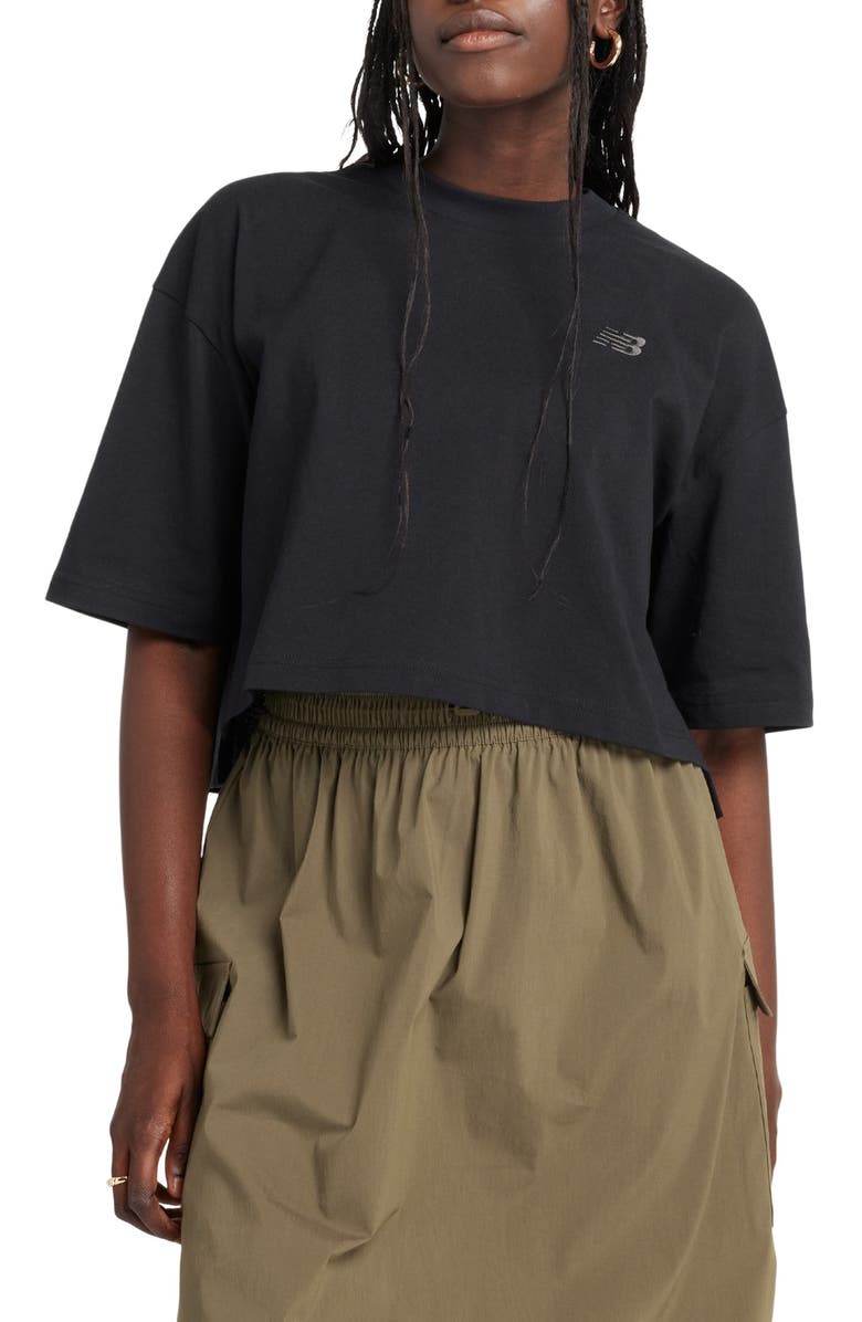 New Balance Oversize Crop Cotton Jersey T-Shirt, Main, color,