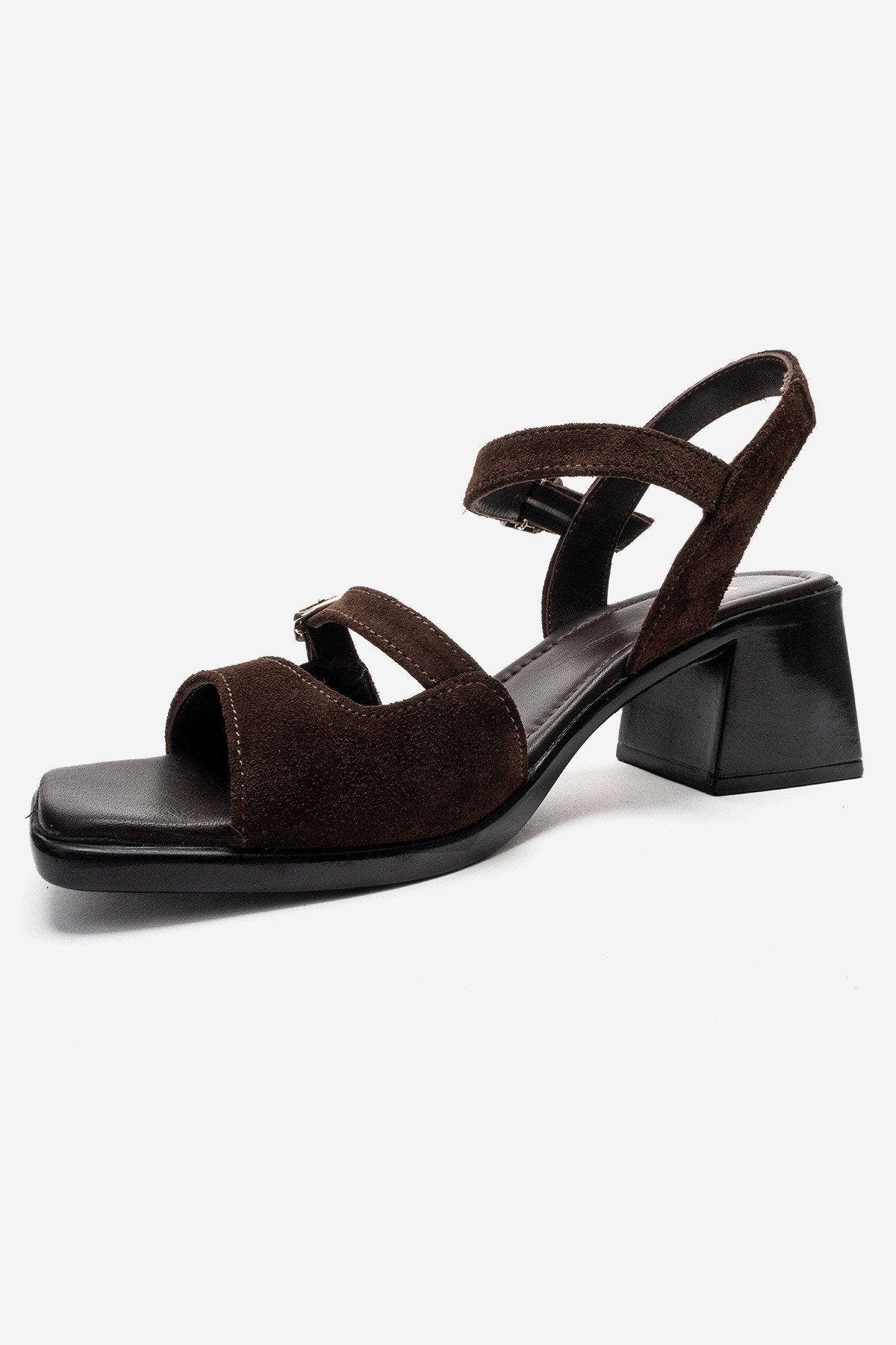 Forever & Always Shoes Yolen Leather Block Heel Sandal, Alternate, color, Brown Suede