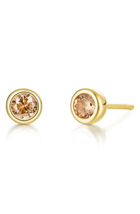 Bezel Simulated Birthstone Stud Earrings