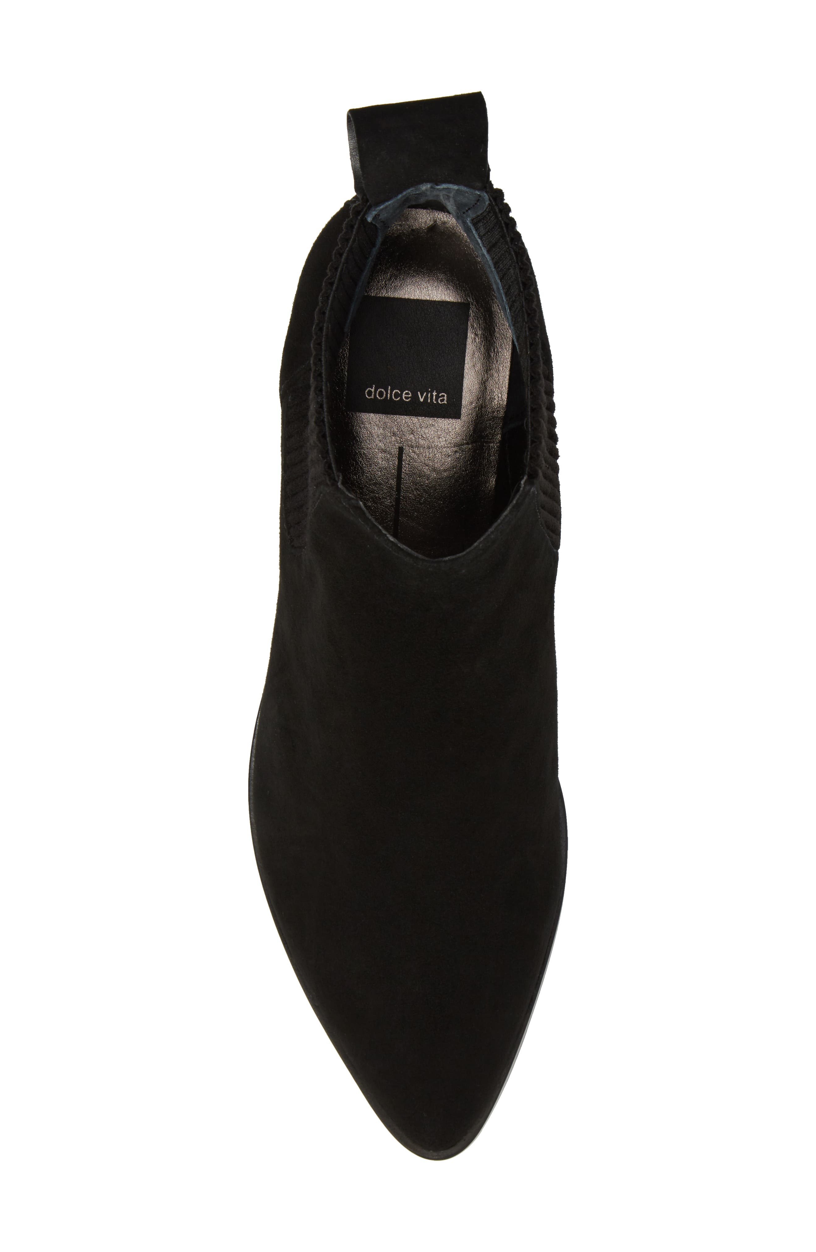 Dolce Vita Macie Pointy Toe Chelsea Bootie, Alternate, color, Onyx Suede