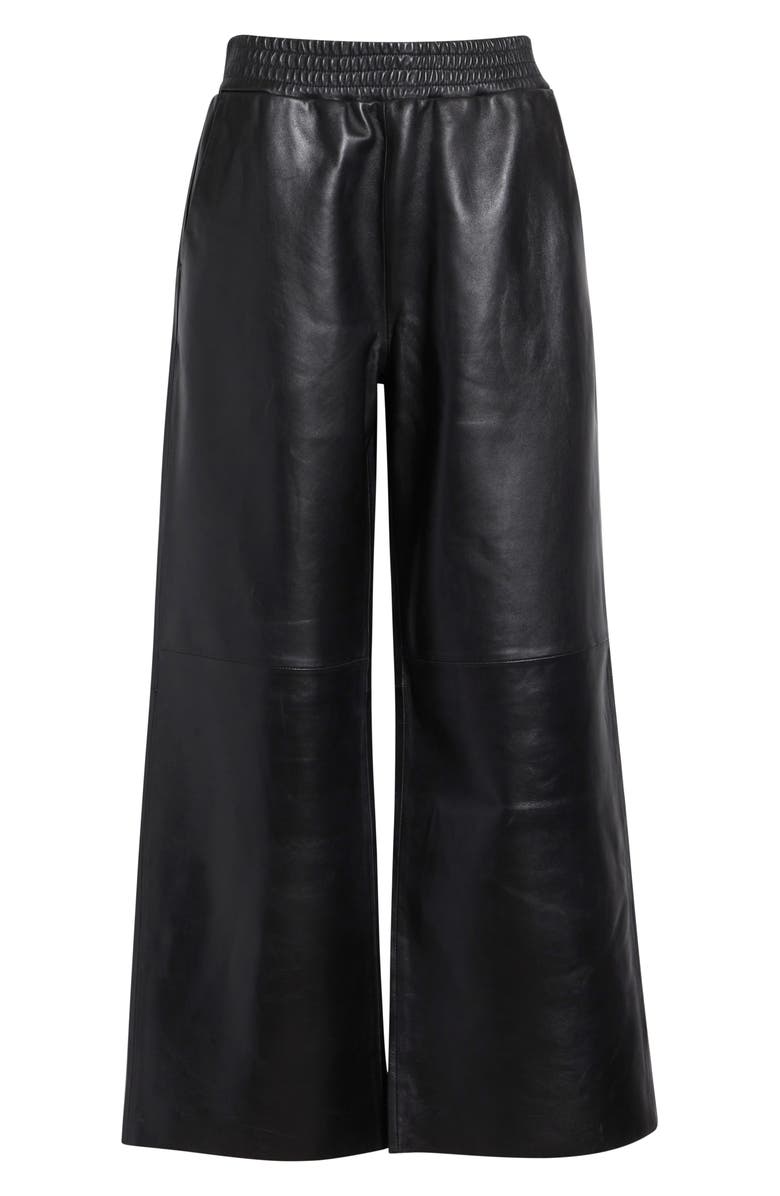 Stand Studio Maja Wide Leg Leather Pants, Main, color, Black
