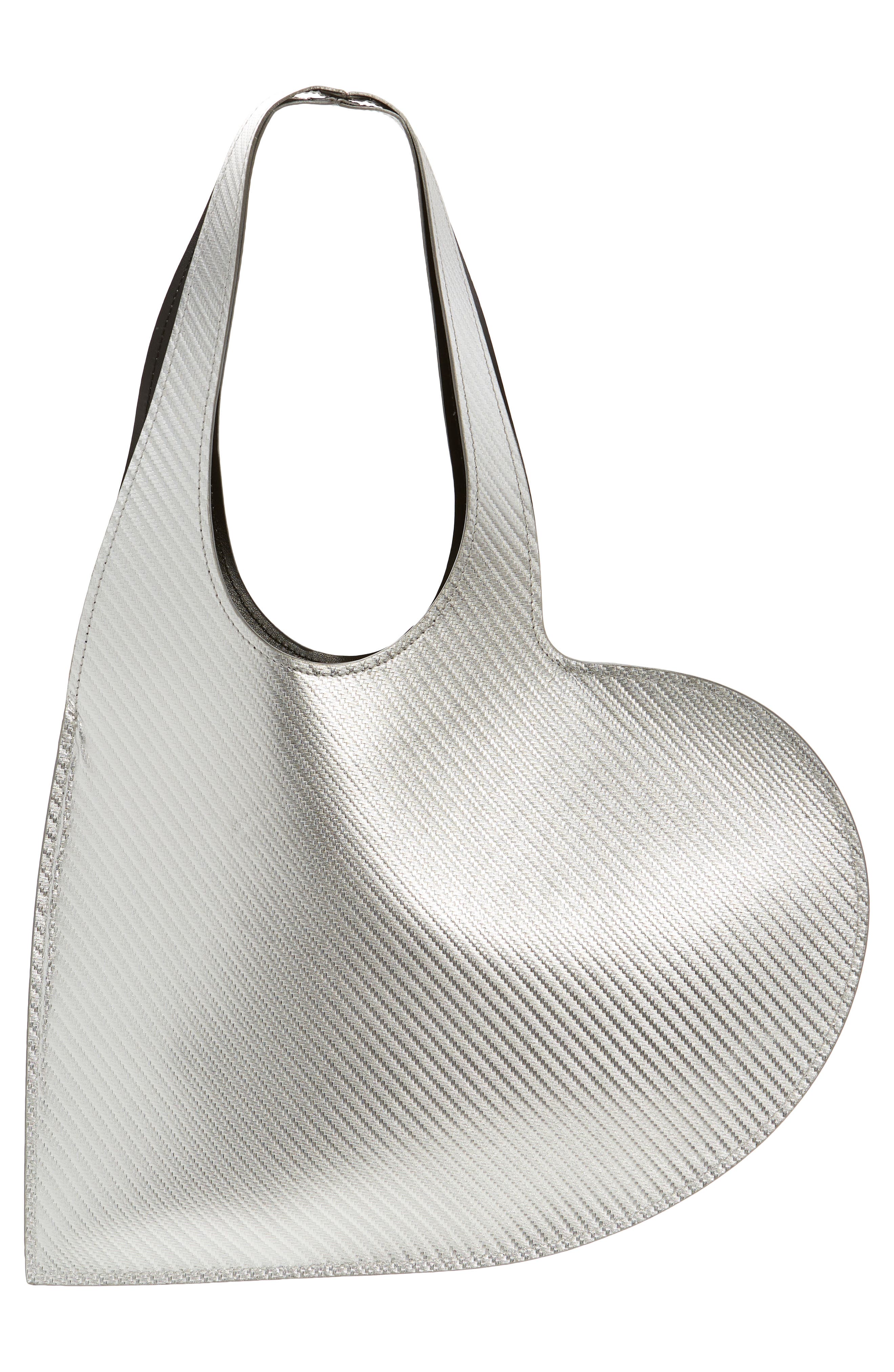 Coperni Mini Heart Leather Tote, Alternate, color, Silver