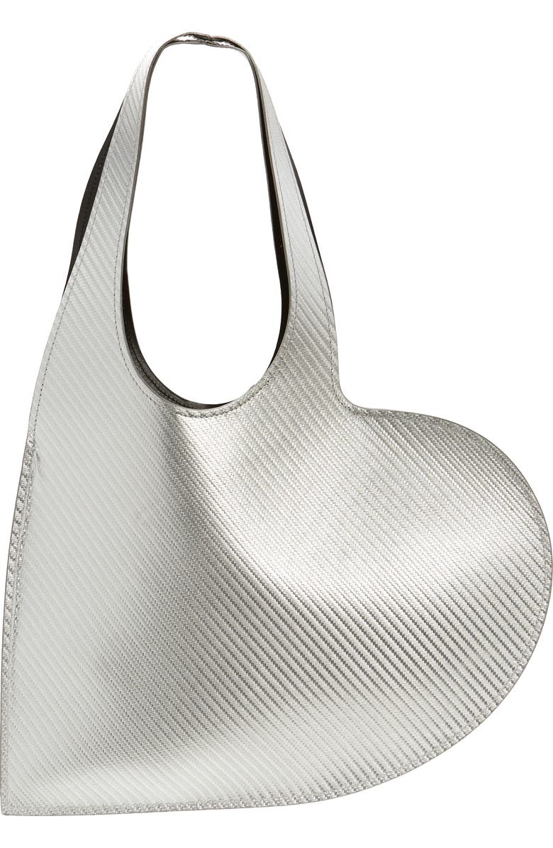 Coperni Mini Heart Leather Tote, Alternate, color, Silver