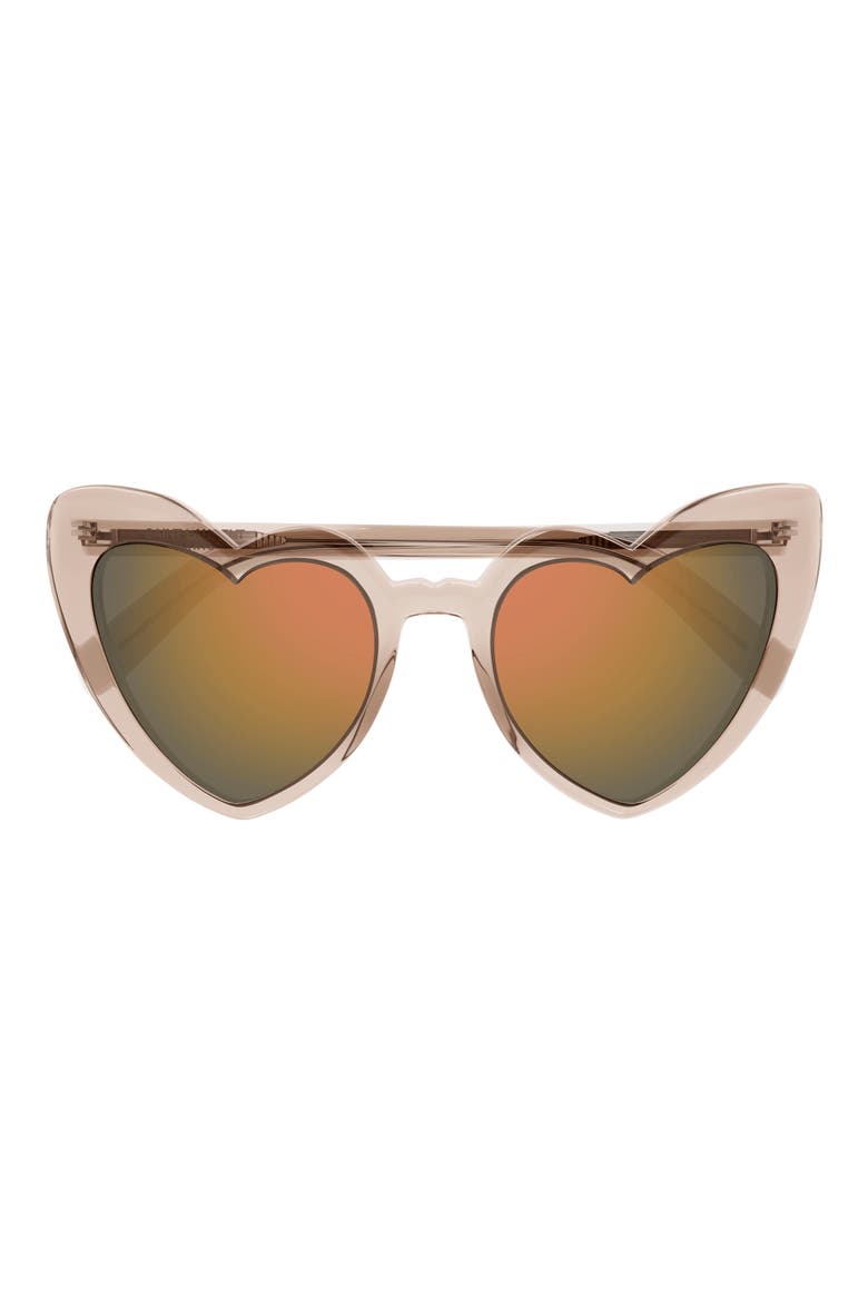 LouLou 52mm Mirrored Heart Sunglasses, Main, color, BEIGE