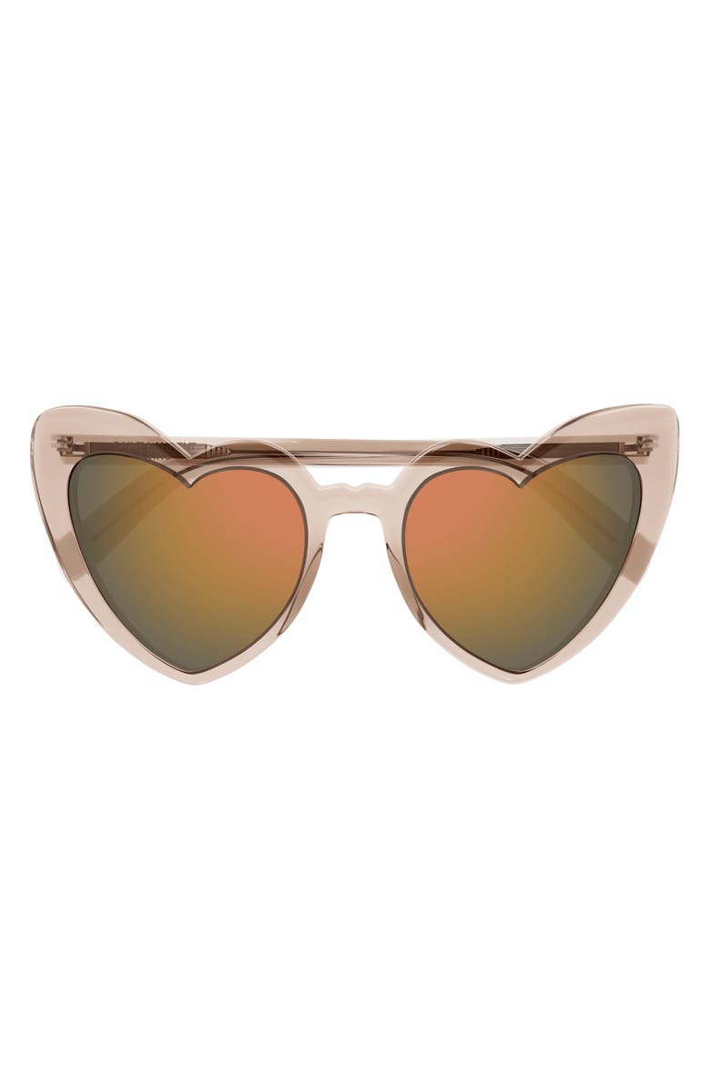 Saint Laurent LouLou 52mm Mirrored Heart Sunglasses, Main, color, 