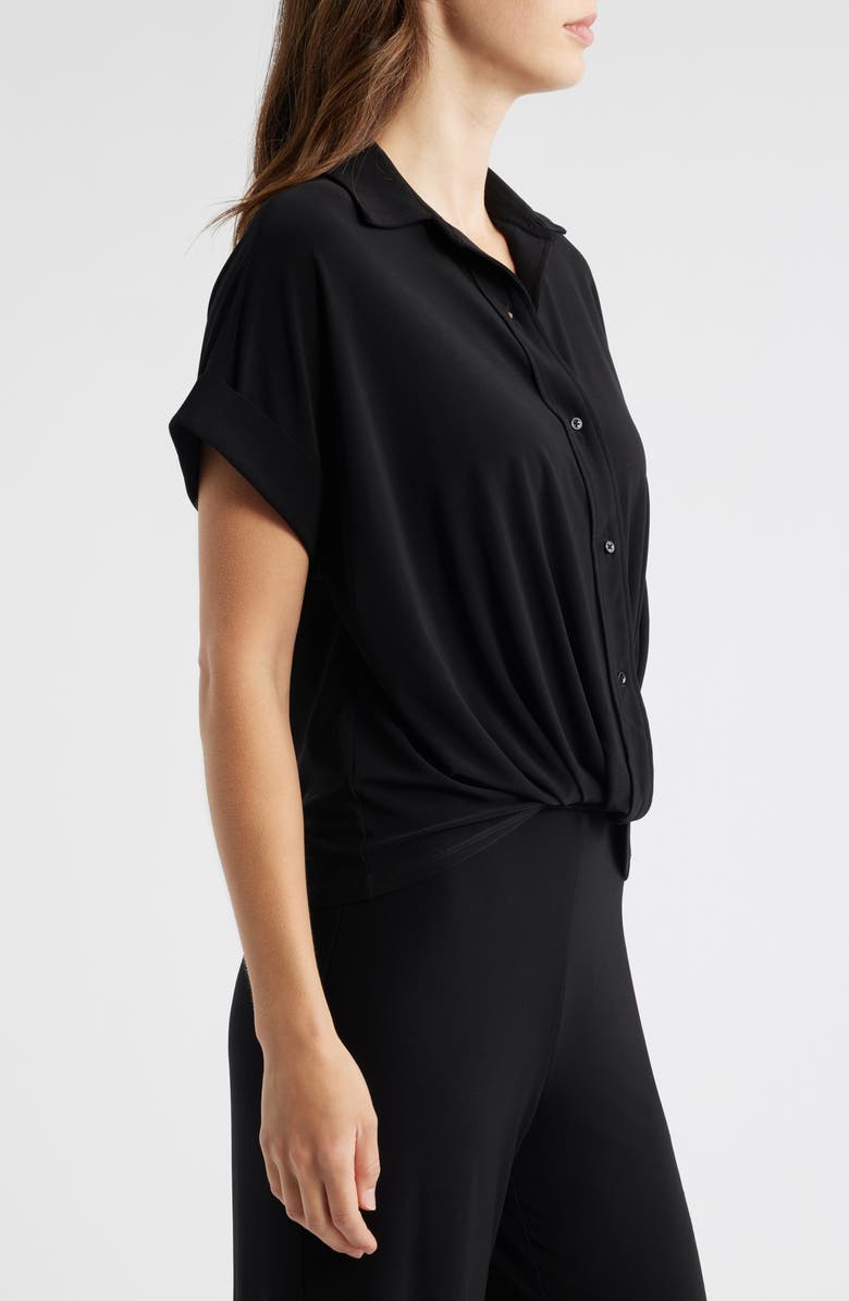 Anne Klein Twist Front Button-Up Shirt, Alternate, color,