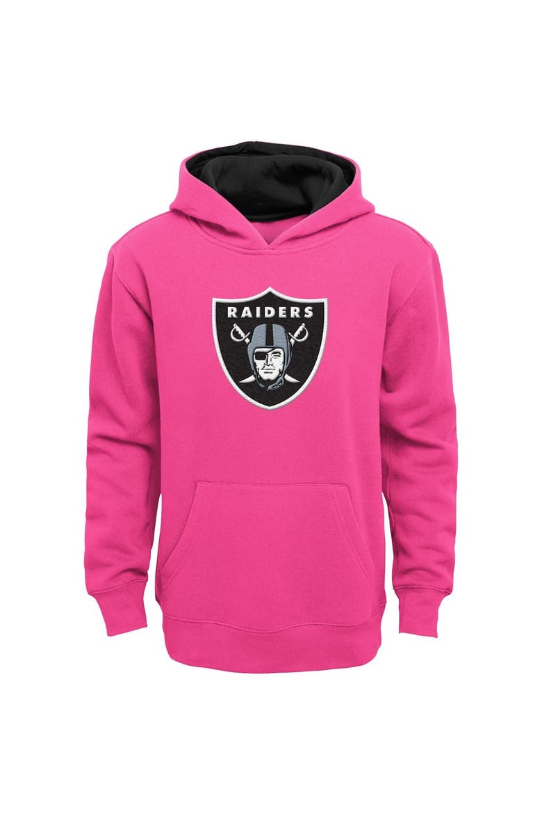 Girls Youth Pink Las Vegas Raiders Prime Pullover Hoodie, Alternate, color, Pink