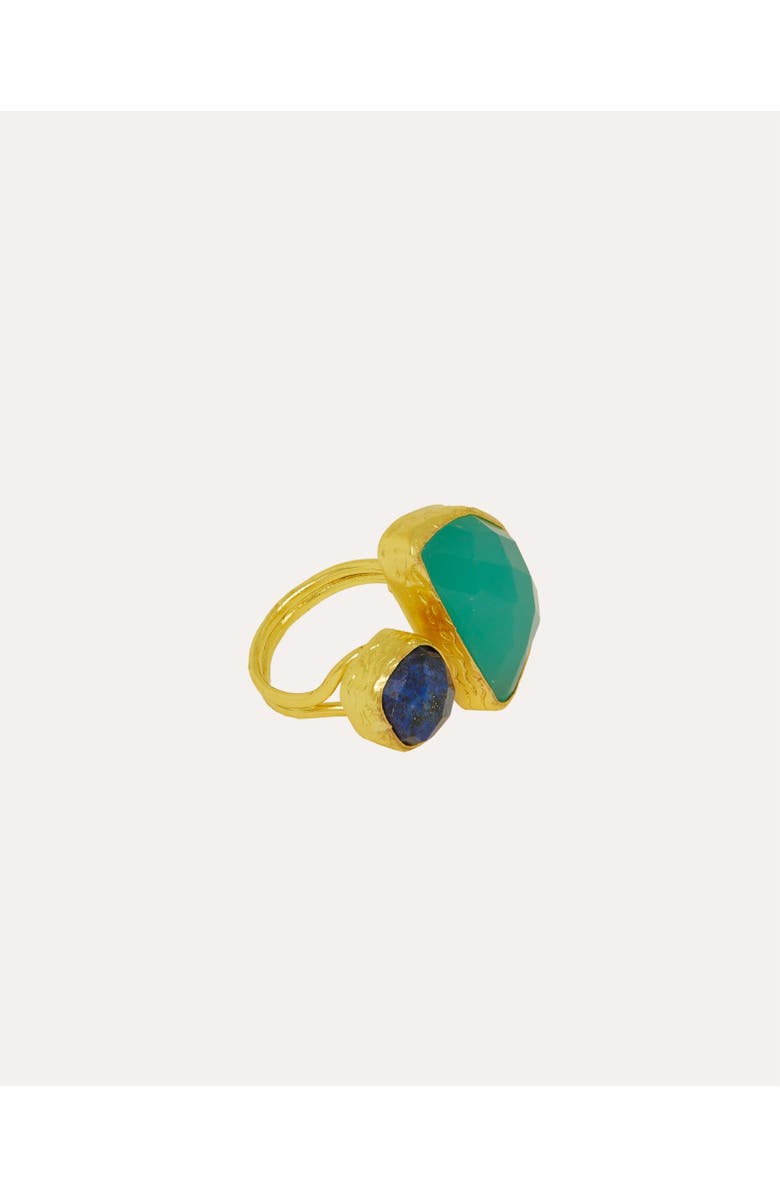 Ottoman Hands Avery Lapis and Aqua Chalcedony Cocktail Ring, Main, color, Gold