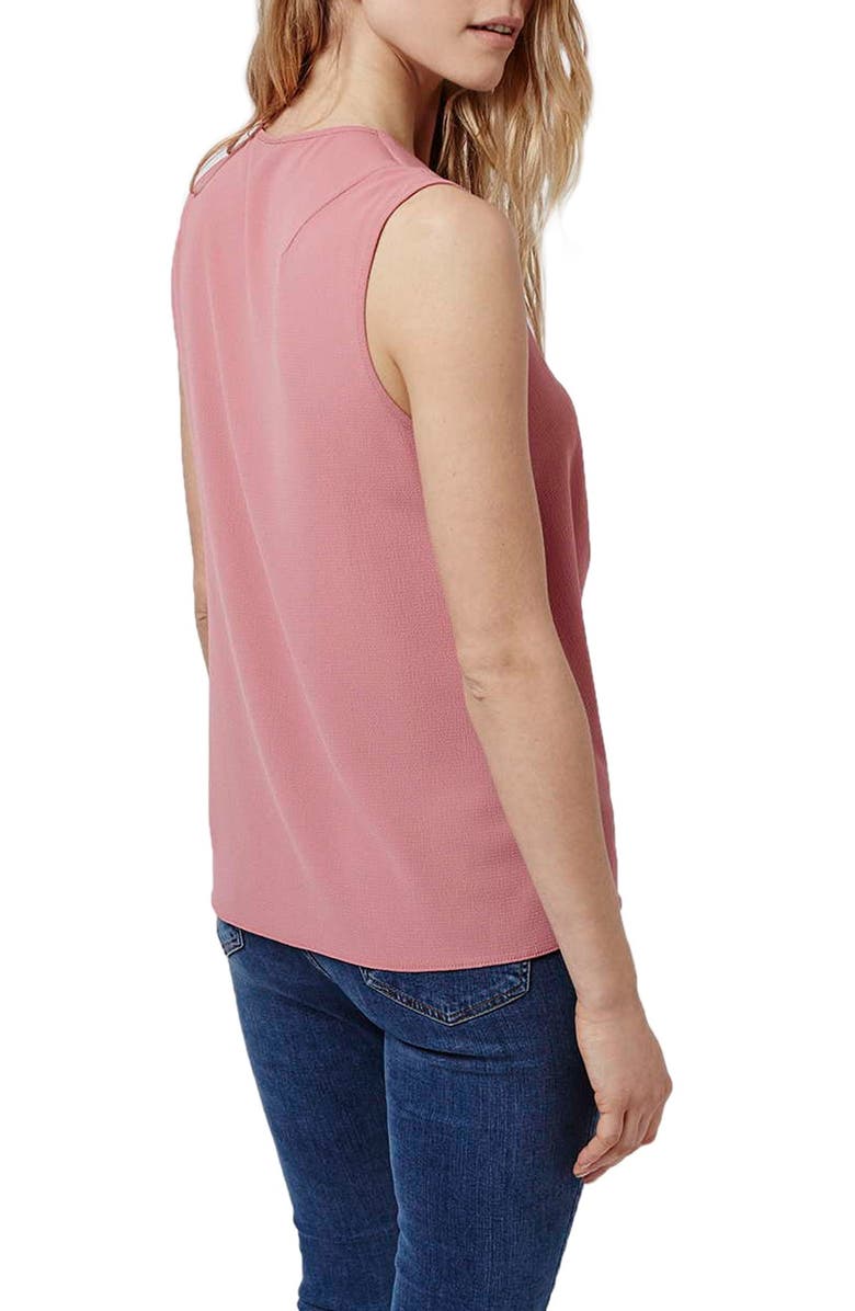 Topshop Tucked Sleeveless Blouse, Alternate, color, Pink