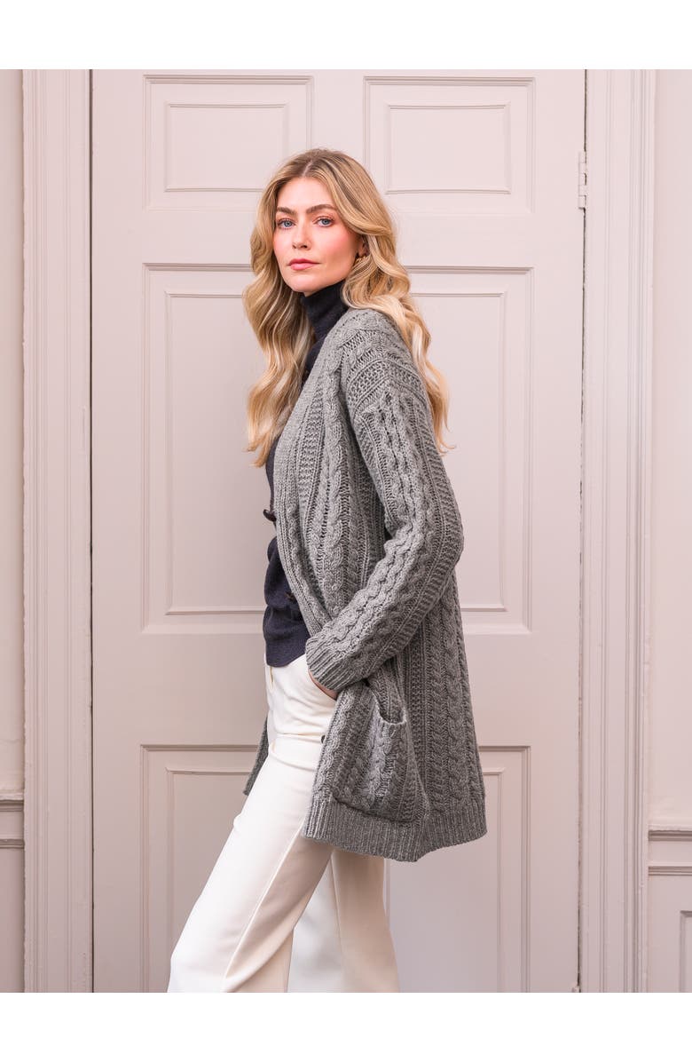 Celtic & Co. Relaxed fit cable knit cardigan, Alternate, color, 