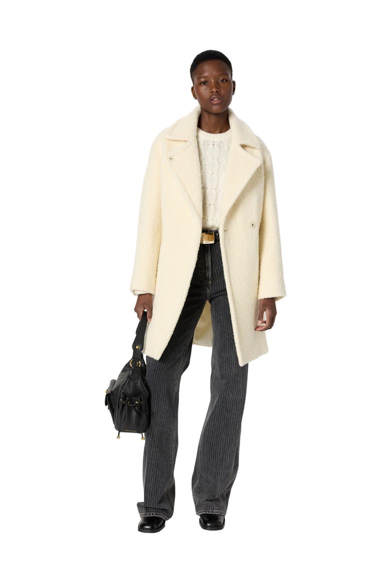 Maiwenn Bouclé Mid-Length Coat, Alternate, color, Ecru