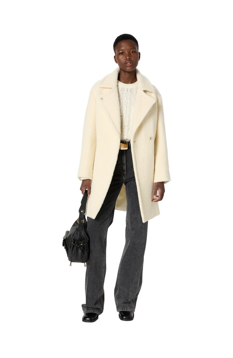 GERARD DAREL Maiwenn Bouclé Mid-Length Coat, Alternate, color, Ecru