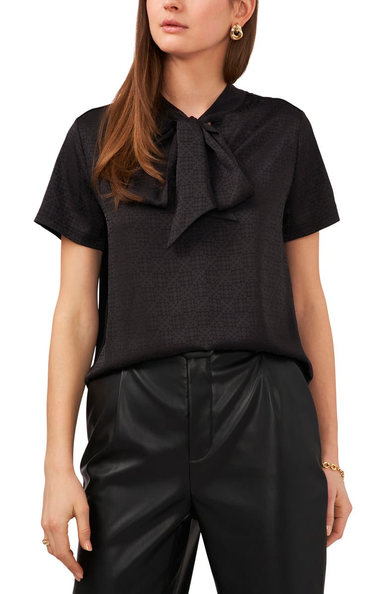 Vince Camuto Tie Detail Jacquard Blouse, Alternate, color,