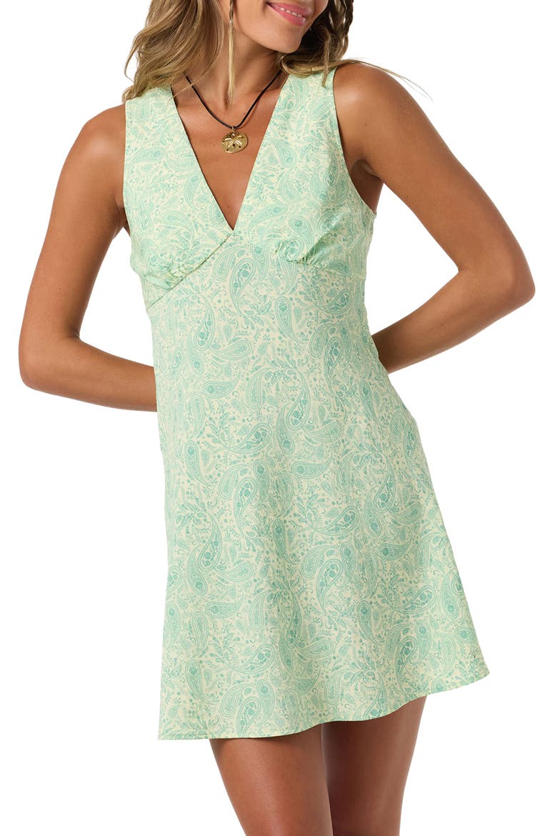 Eloise Paisley Cotton Minidress, Alternate, color, CITRON