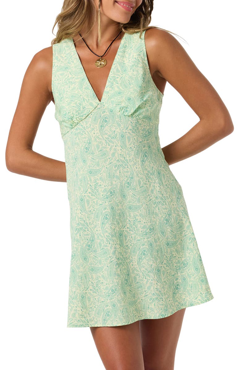 O'Neill Eloise Paisley Cotton Minidress, Alternate, color, Citron