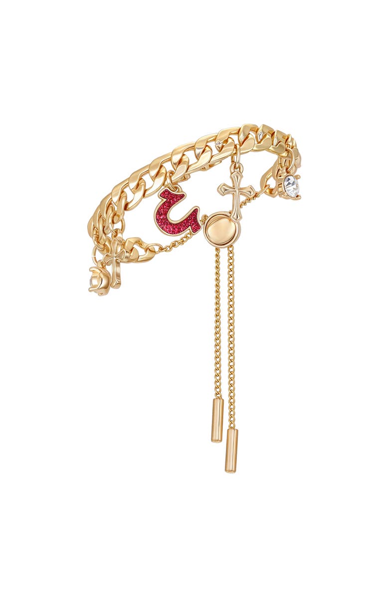 True Religion Horseshoe Cross Slider Bracelet, Main, color, Gold Tone