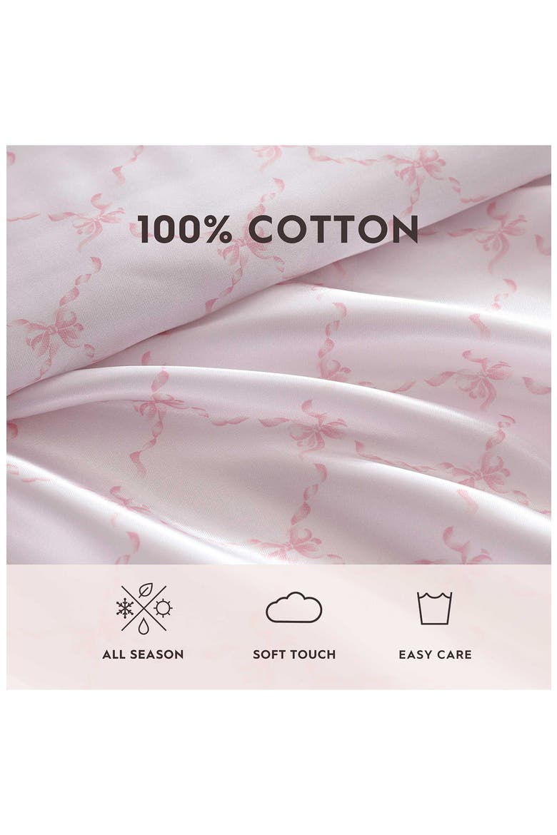 Bow Ribbon 200 Thread Count Satin Sheet Set, Alternate, color, LIGHT PINK