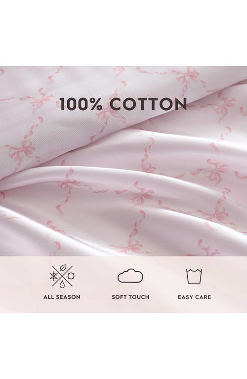Laura Ashley Bow Ribbon 200 Thread Count Satin Sheet Set In Pink