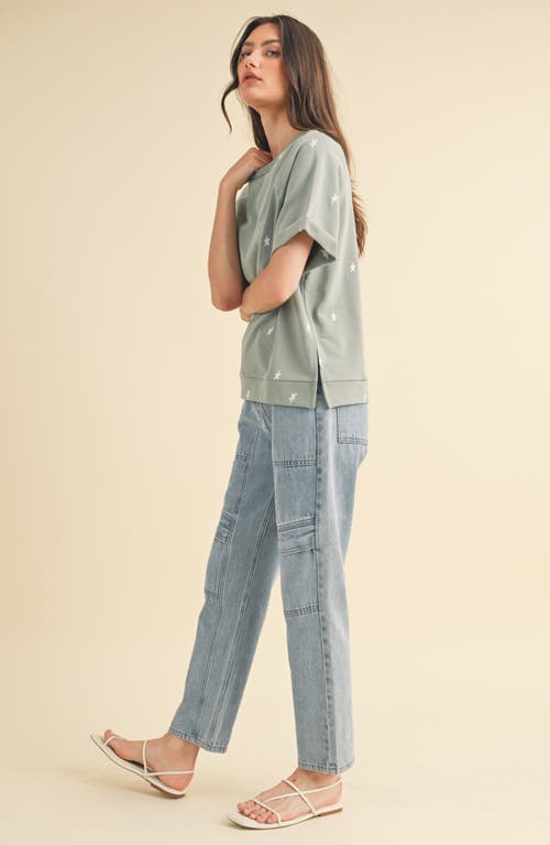 WISHLIST WISHLIST STAR EMBROIDERED BOXY KNIT T-SHIRT