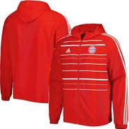 adidas Men's adidas Red Bayern Munich DNA Raglan Full-Zip Hoodie Windbreaker Jacket