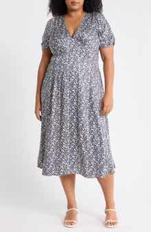 Ditsy Floral V Neck A Line Dress