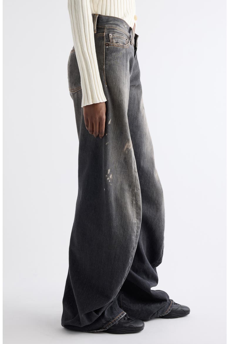 2006 Black Trafa Paint Splatter Baggy Wide Leg Jeans, Alternate, color, BLACK
