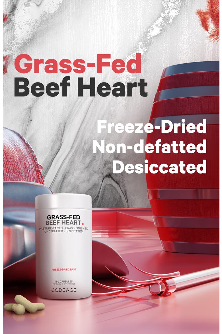 Grass-Fed Beef Heart Glandular Supplement, Alternate, color, White
