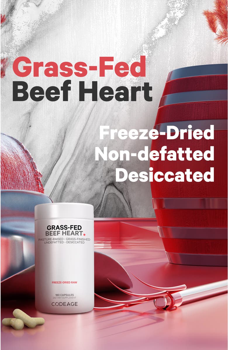 Codeage Grass-Fed Beef Heart Glandular Supplement, Alternate, color, White