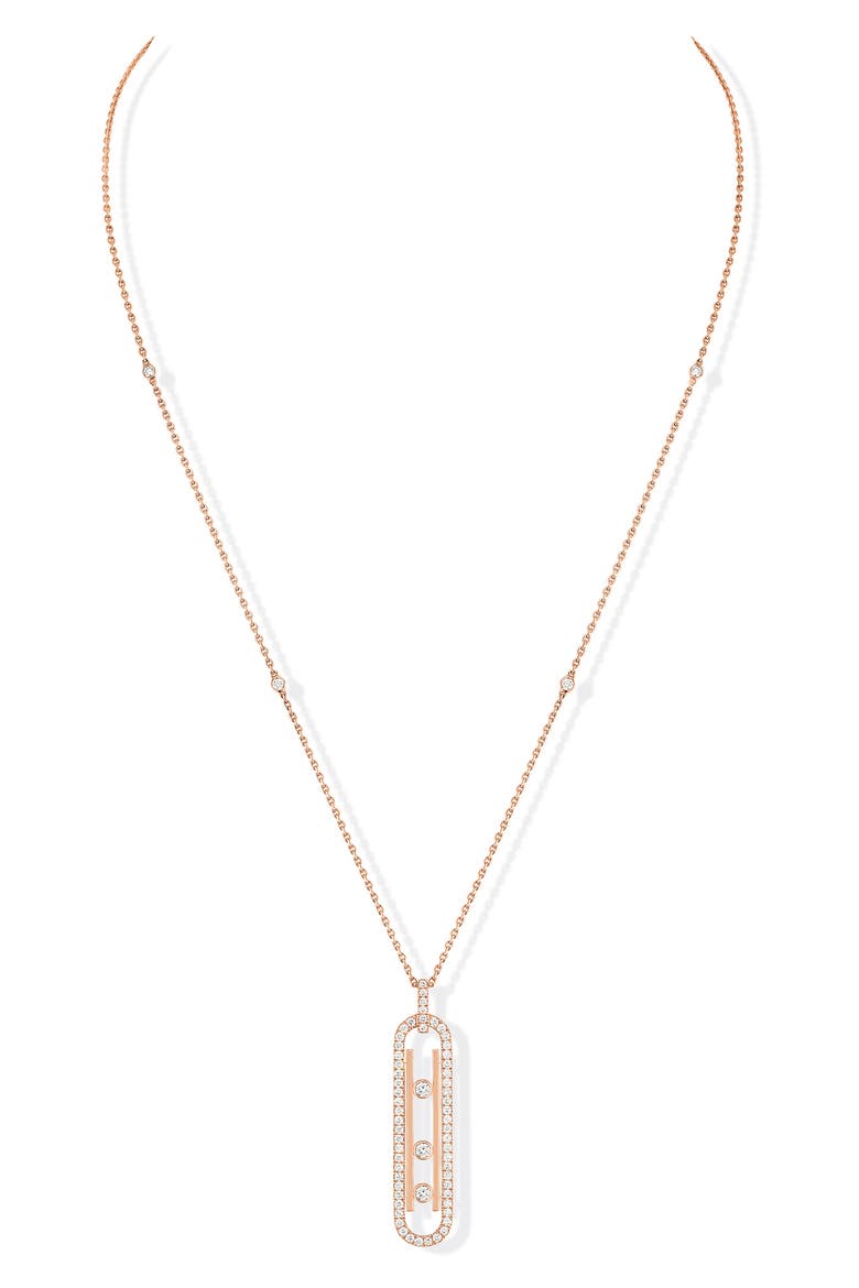 Baby Move Pavé Diamond Pendant Necklace, Main, color, PINK GOLD