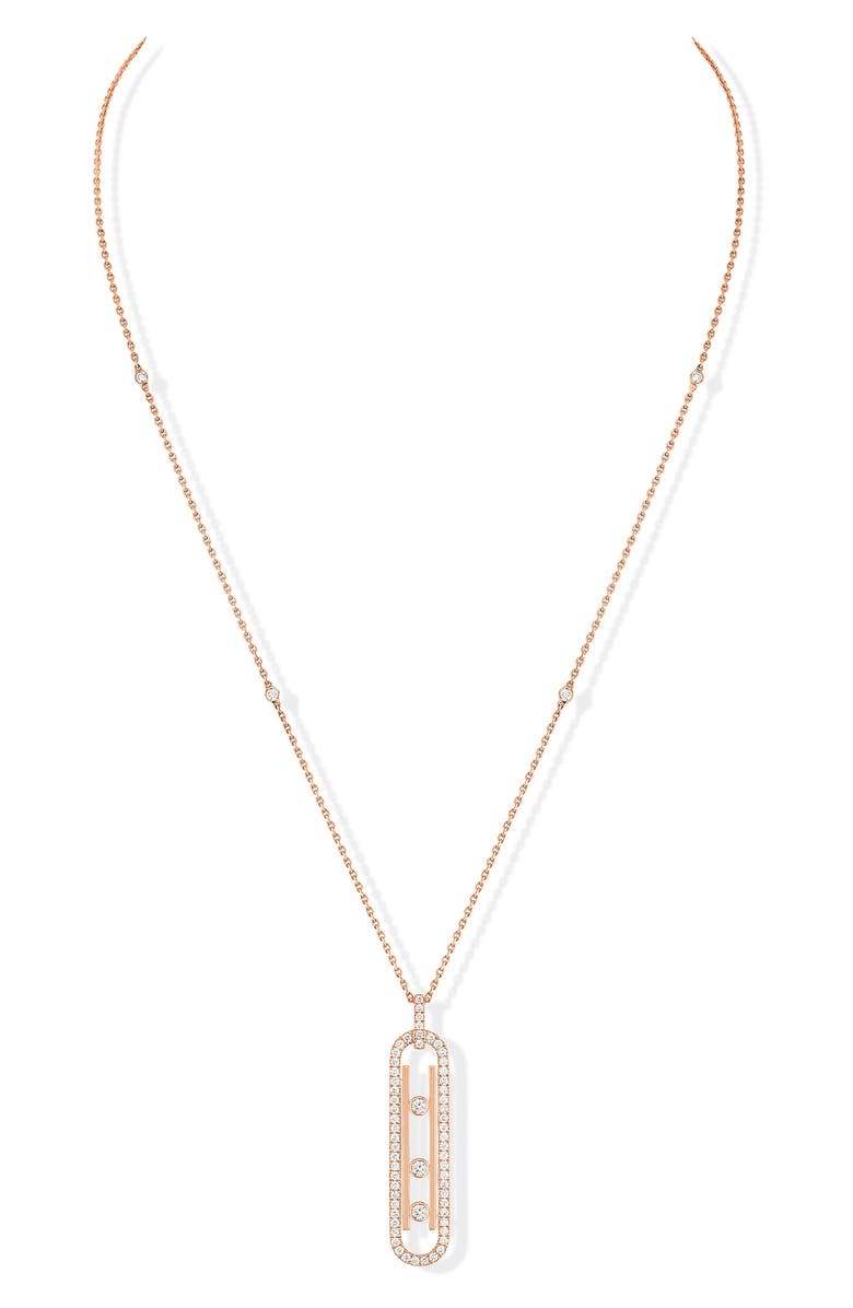 Messika Baby Move Pavé Diamond Pendant Necklace, Main, color, Pink Gold
