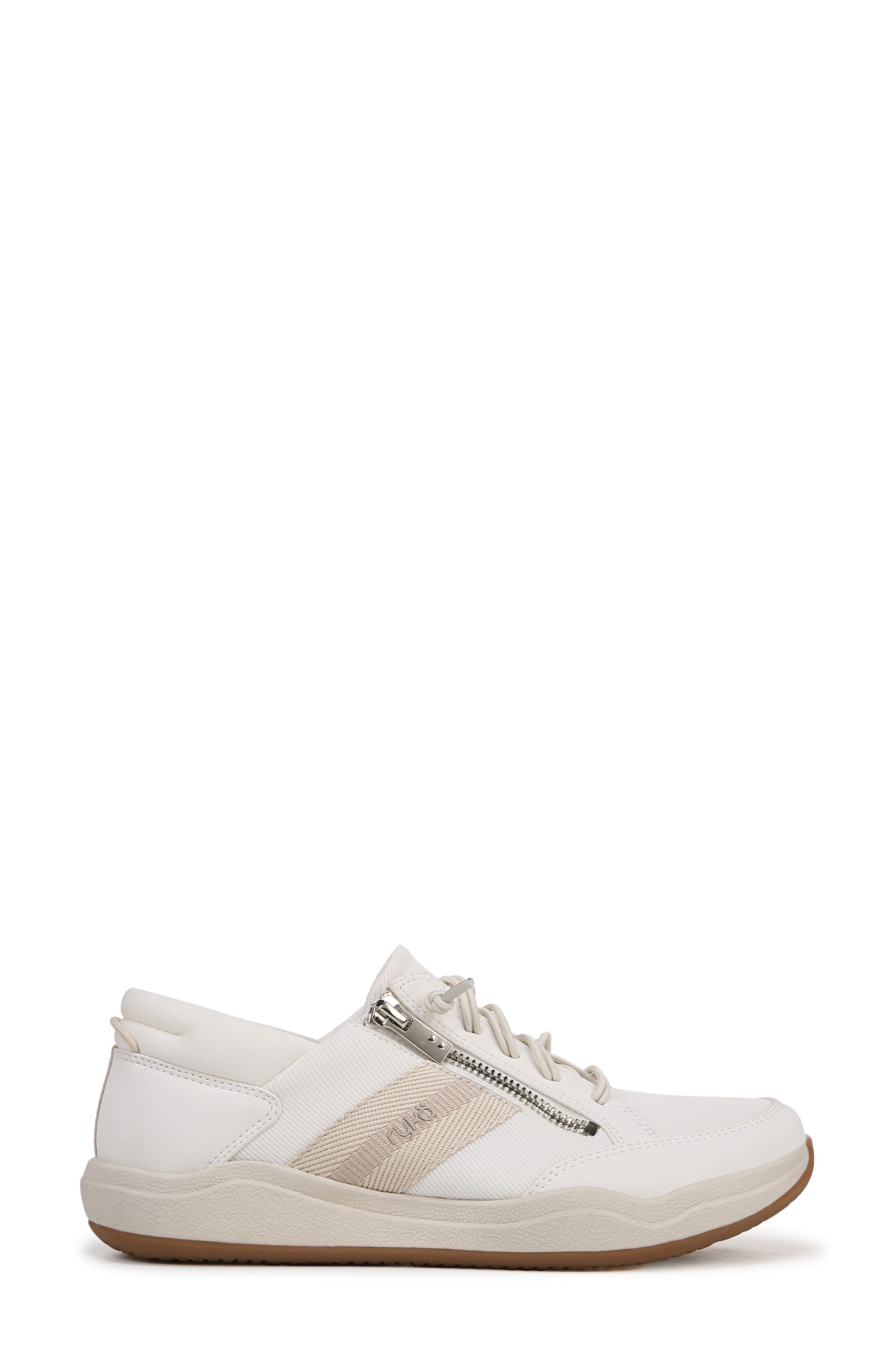 Carefree Zip Walking Sneaker, Alternate, color, WHITE ALYSSUM