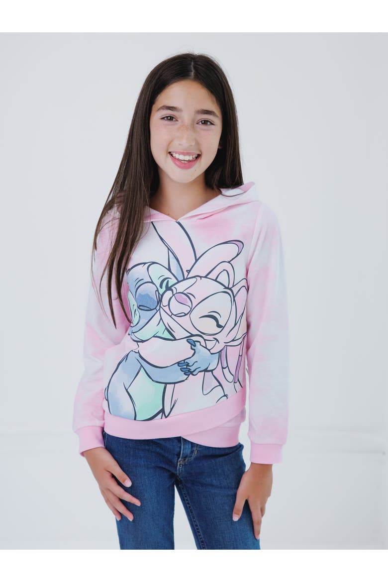 Lilo & Stitch Fleece Pullover Hoodie, Alternate, color, Stitch Angel Pink Dye