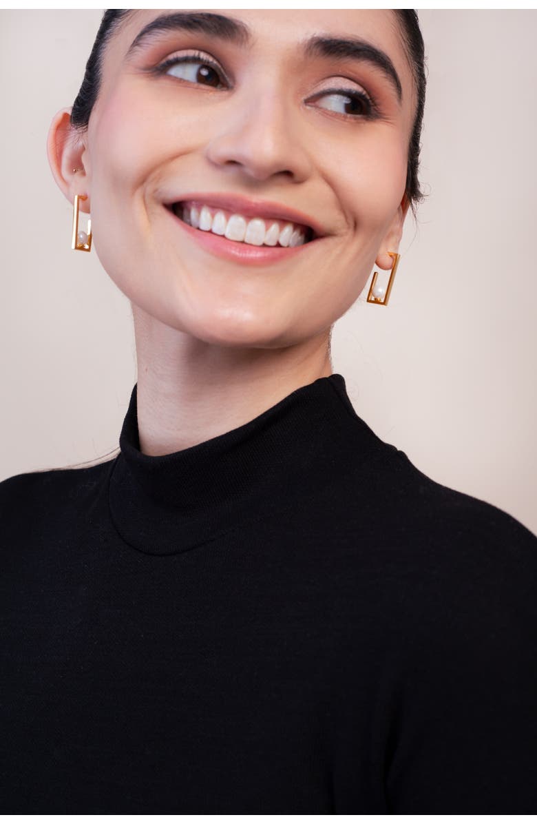 Zynnia Collective Pearl Frame Hoops, Alternate, color, Gold