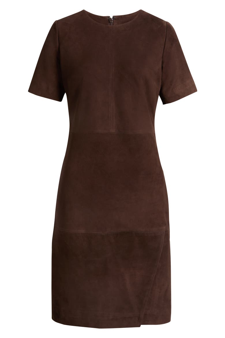 Short Sleeve Suede Dress, Alternate, color, BROWN COFFEE