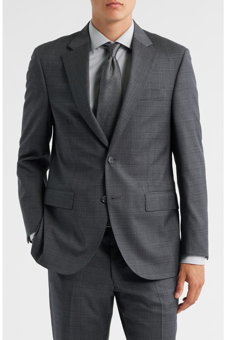 Flynn Classic Fit Plaid Wool Suit, Alternate, color, GREY