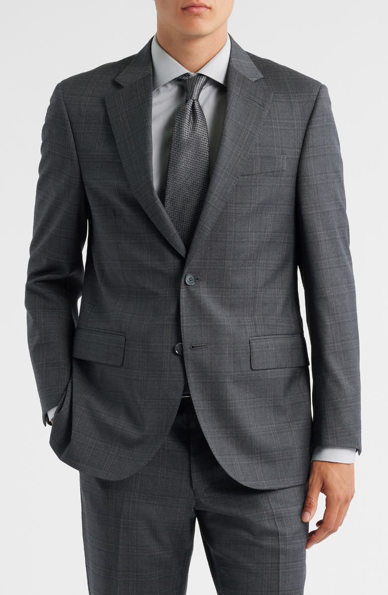 Peter Millar Flynn Classic Fit Plaid Wool Suit, Alternate, color, Grey