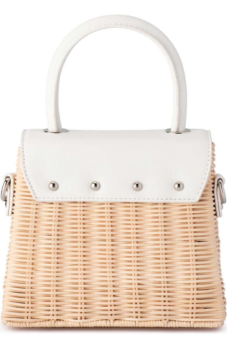 Olga Berg Donna Rattan Top Handle Bag, Alternate, color,
