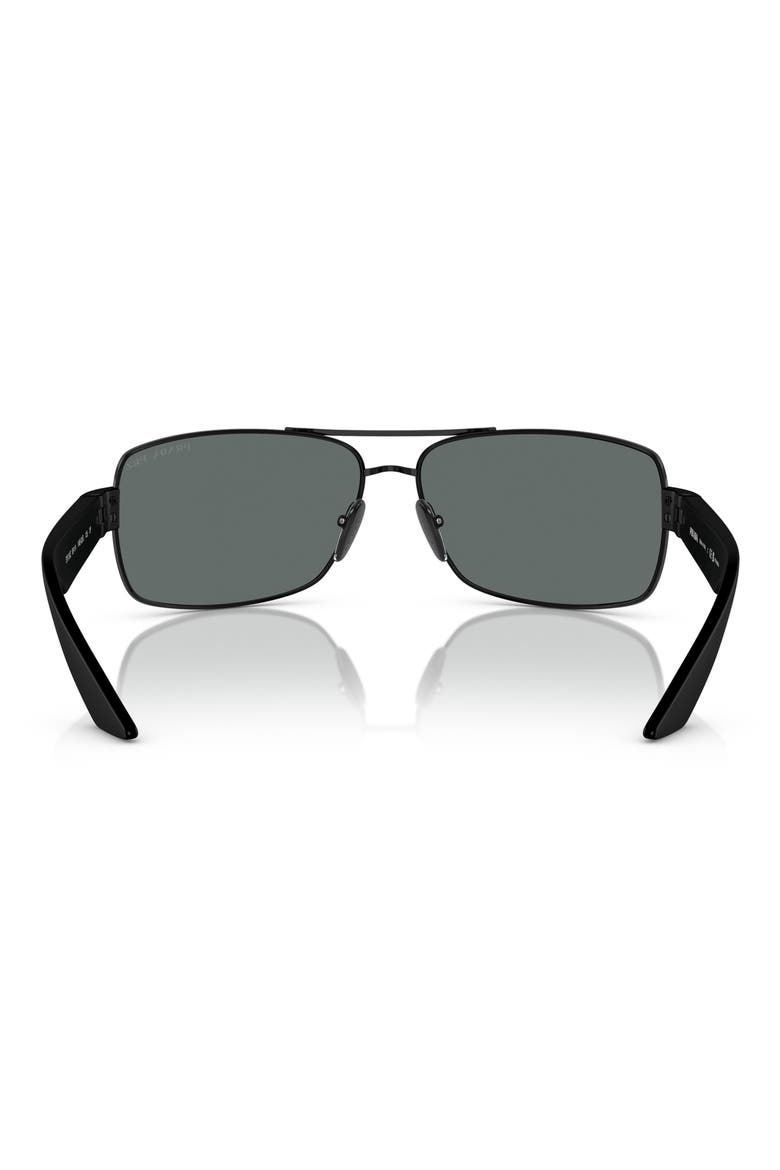 65mm Oversize Polarized Pillow Sunglasses, Alternate, color, BLACK