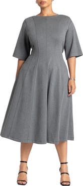 ELOQUII Seam Detail Ponte Work Dress