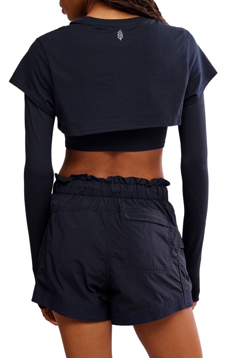 Free People Double Double Layer Crop Top, Alternate, color, Black