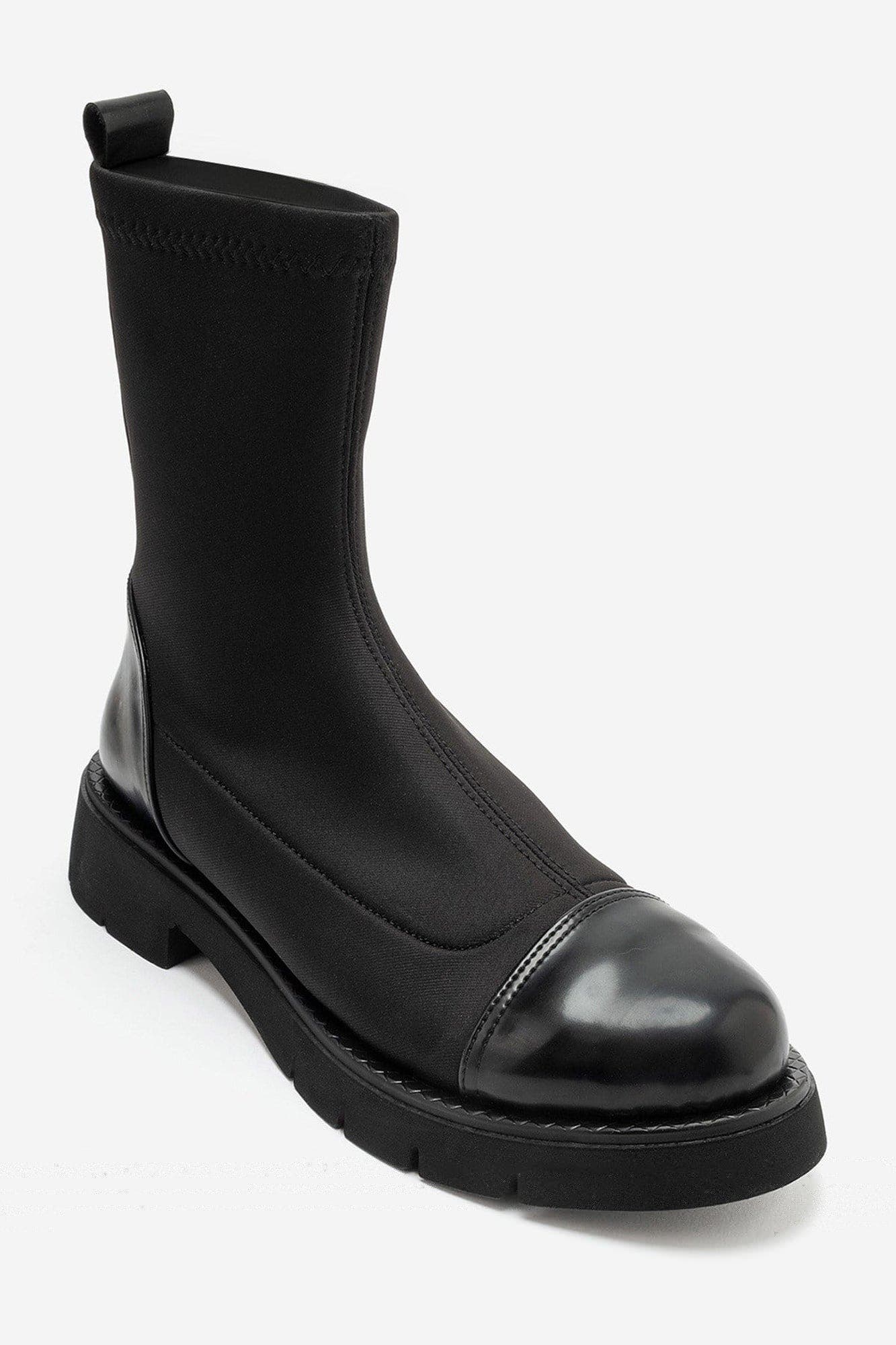 Talessia Scuba Block Heel Sock Boot, Main, color, Black