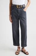 Eleventy Pintuck Stretch Denim Wide Leg Pants