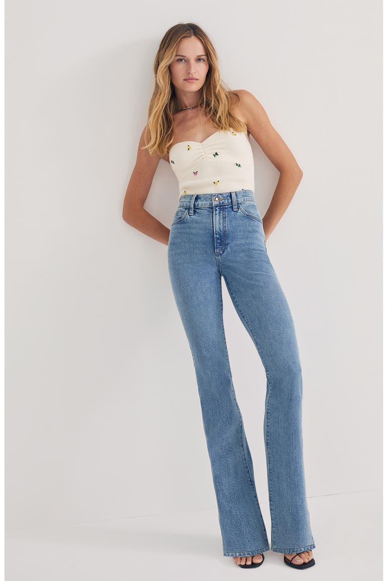 The Valentina Raw Hem Super High Waist Bootcut Jeans, Alternate, color, INDIO